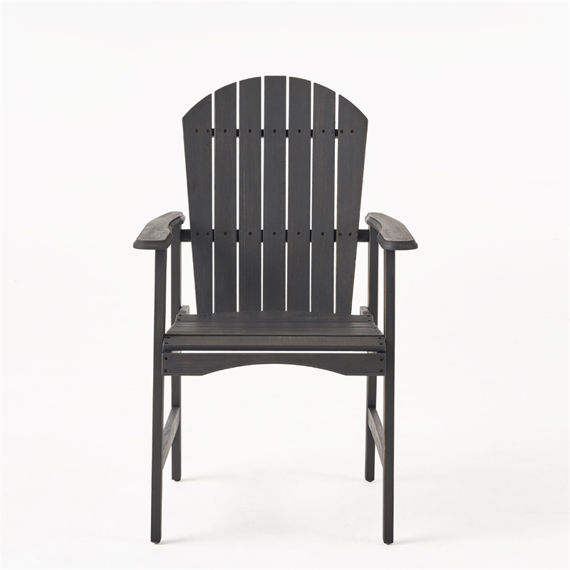 Pemberly Row Outdoor Dining Chair Set of 2 Adirondack in Dark Gray Acacia Wood