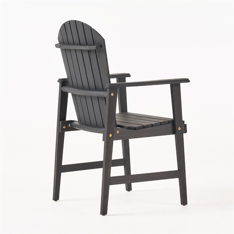 Pemberly Row Outdoor Dining Chair Set of 2 Adirondack in Dark Gray Acacia Wood