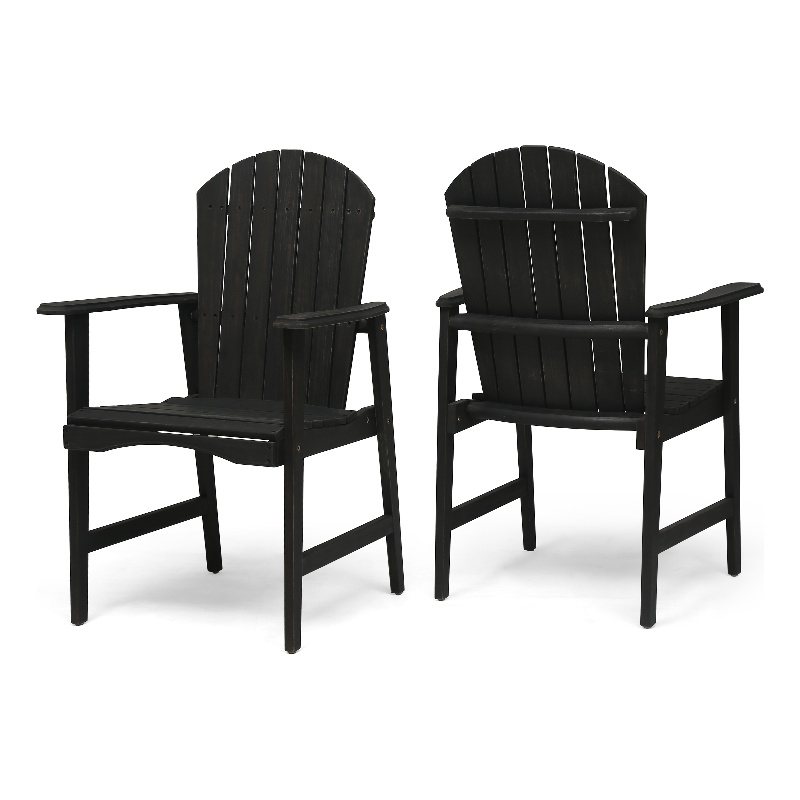 Pemberly Row Outdoor Dining Chair Set of 2 Adirondack in Dark Gray Acacia Wood