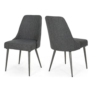 Pemberly Row Side Chair Set of 2 Smooth Textured Gray Fabric Armless Design