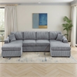 Pemberly Row U Sectional Sofa Chaise Armless Chair Set 2 Pillows in Fog Gray