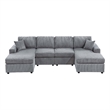 Pemberly Row U Sectional Sofa Chaise Armless Chair Set 2 Pillows in Fog Gray