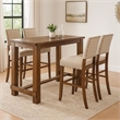 Pemberly Row 5 Piece Bar Height Table and Chair Set Ivory Linen Rustic Oak Wood