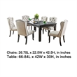 Pemberly Row 9 Piece Dining Table and Wingback Chair Set Beige Linen Black Wood