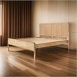 Pemberly Row Queen Bed Fluted Headboard Low Profile Platform Natural Brown