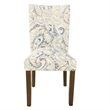 Pemberly Row Parsons Dining Chair Set of 2 Cream Blue Velvet Paisley Print