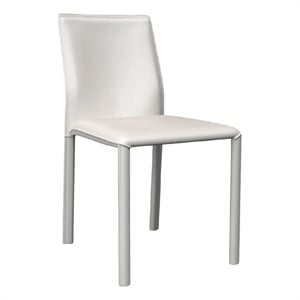 Pemberly Row Side Dining Chair Set of 2 White Faux Leather Modern Metal Legs