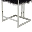 Pemberly Row 26 Inch Counter Stool Chair Black Faux Fur Silver Stainless Steel