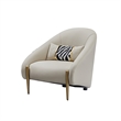 Pemberly Row 33 Inch Accent Chair Curved Gray Real Leather with Gold Metal