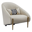 Pemberly Row 33 Inch Accent Chair Curved Gray Real Leather with Gold Metal