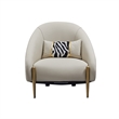 Pemberly Row 33 Inch Accent Chair Curved Gray Real Leather with Gold Metal