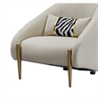 Pemberly Row 33 Inch Accent Chair Curved Gray Real Leather with Gold Metal