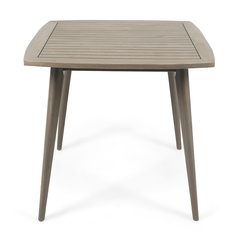 Pemberly Row Outdoor Dining Table Square 36 Inch Gray Acacia Wood Tapered