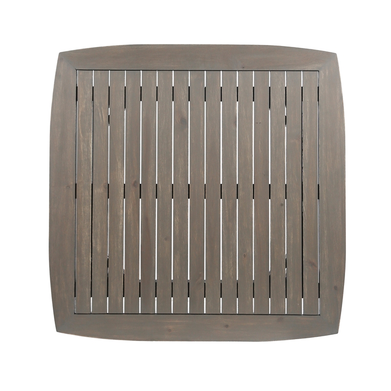Pemberly Row Outdoor Dining Table Square 36 Inch Gray Acacia Wood Tapered