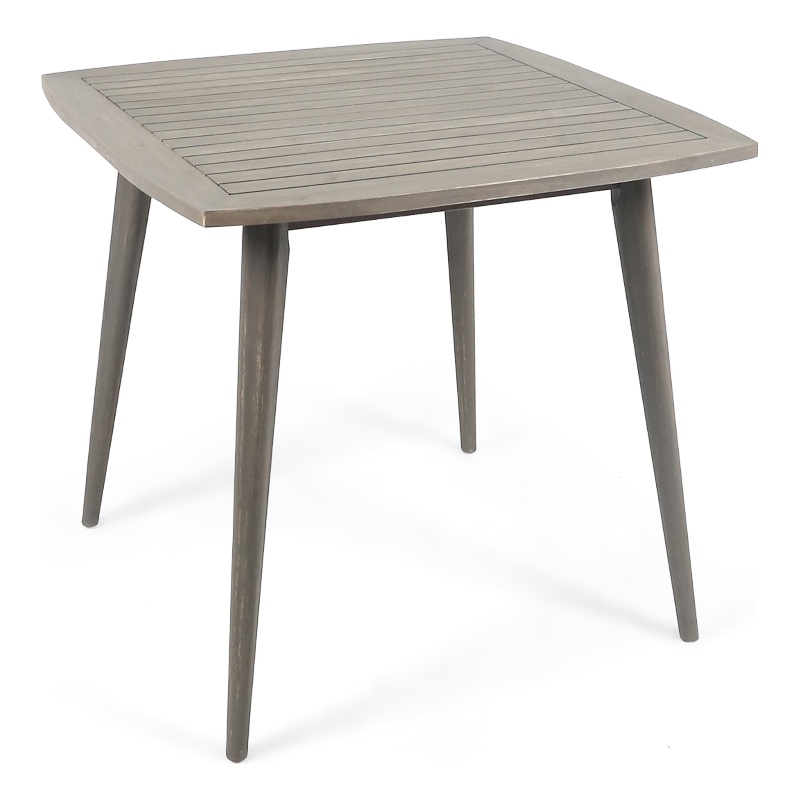 Pemberly Row Outdoor Dining Table Square 36 Inch Gray Acacia Wood Tapered