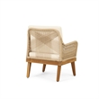 Pemberly Row Accent Club Chair Ivory Cushions Rope Weaving Brown Acacia Wood