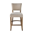 Pemberly Row Counter Stool Chair Light Gray Fabric Oak Brown Solid Wood