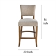 Pemberly Row Counter Stool Chair Light Gray Fabric Oak Brown Solid Wood
