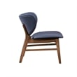 Pemberly Row Dining Side Chair in Slate Blue Polyester Walnut Brown Solid Wood