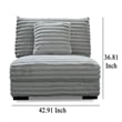 Pemberly Row Armless Accent Chair in Gray Polyester Corduroy Soft Cushioned