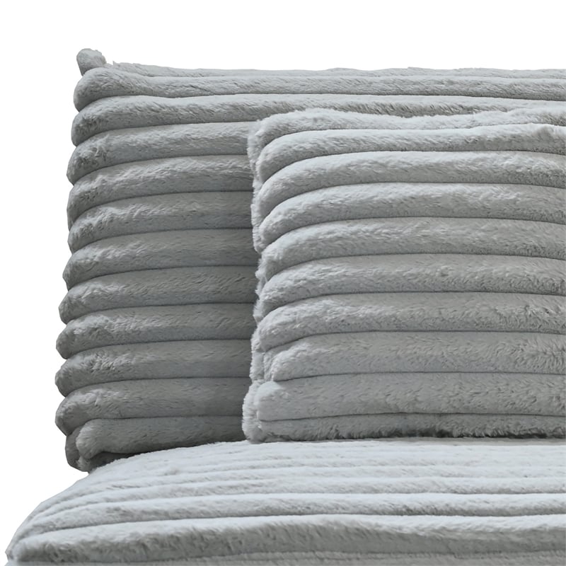 Pemberly Row Armless Accent Chair in Gray Polyester Corduroy Soft Cushioned