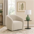 Pemberly Row Swivel Accent Chair Rounded Back in Warm Beige Linen