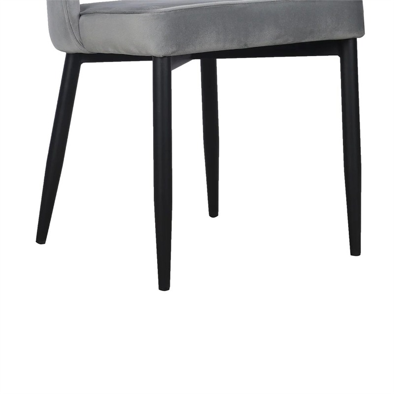 Pemberly Row Set of 2 Dining Chair Gray Fabric Cut Out Backrest Black Legs