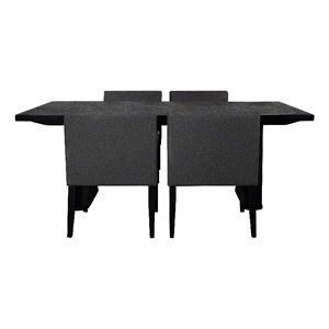 Pemberly Row 5pc Dining Table and 4 Chairs Set Black Tambour Charcoal Gray