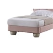Pemberly Row Queen Size Bed Pink Leather Upholstered Tufted Headboard Wood