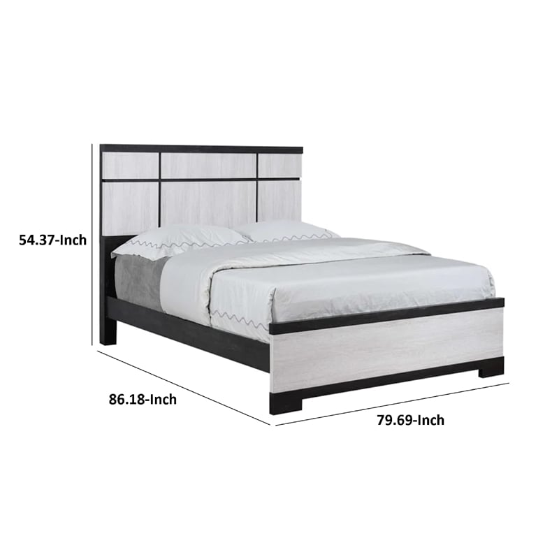 Pemberly Row King Panel Bed with Horizontal Trim Lines White Grained Wood
