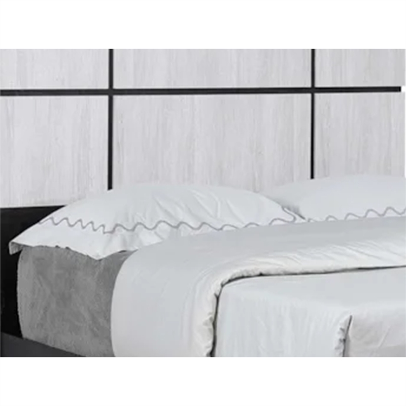 Pemberly Row King Panel Bed with Horizontal Trim Lines White Grained Wood