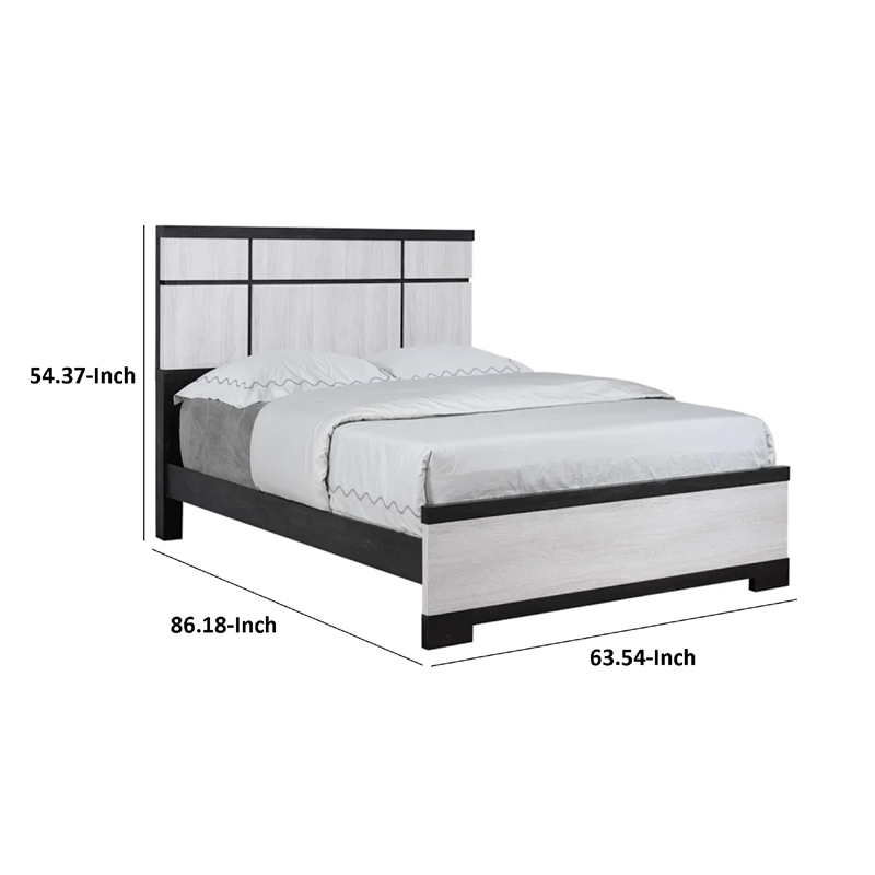 Pemberly Row Queen Panel Bed with Horizontal Trim Lines White Grained Wood
