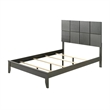 Pemberly Row Full Size Bed Patterned Headboard Tapered Legs in Metallic Gray