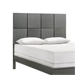 Pemberly Row Full Size Bed Patterned Headboard Tapered Legs in Metallic Gray