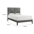 Pemberly Row Full Size Bed Patterned Headboard Tapered Legs in Metallic Gray