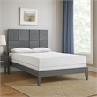 Pemberly Row Full Size Bed Patterned Headboard Tapered Legs in Metallic Gray