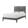 Pemberly Row Full Size Bed Patterned Headboard Tapered Legs in Metallic Gray