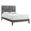 Pemberly Row Full Size Bed Patterned Headboard Tapered Legs in Metallic Gray