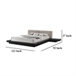 Pemberly Row King Platform Bed Gray Faux Leather Upholstery Black Nightstands