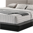 Pemberly Row King Platform Bed Gray Faux Leather Upholstery Black Nightstands