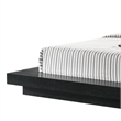 Pemberly Row King Platform Bed Gray Faux Leather Upholstery Black Nightstands