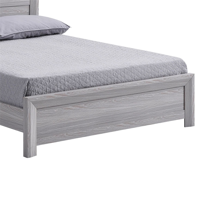 Pemberly Row Queen Bed Panel Style Headboard Rustic Farmhouse Driftwood Gray