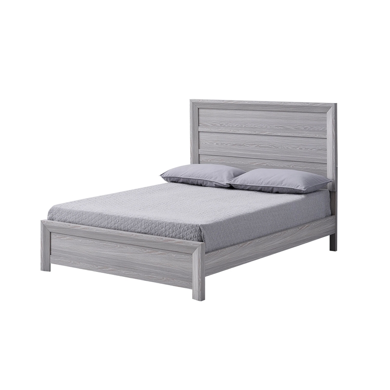 Pemberly Row Queen Bed Panel Style Headboard Rustic Farmhouse Driftwood Gray