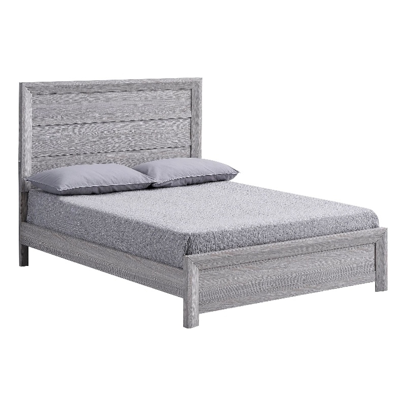 Pemberly Row Queen Bed Panel Style Headboard Rustic Farmhouse Driftwood Gray