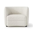 Pemberly Row Tuxedo Style Accent Chair w/ Curved Backrest in Plush White Boucle