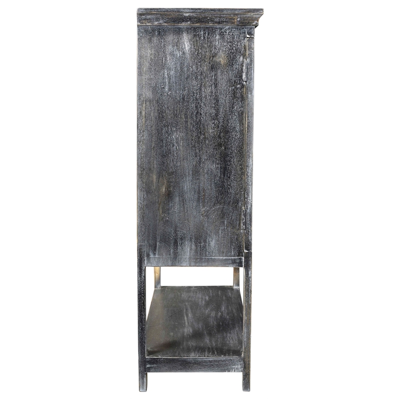 Pemberly Row 2-Door 3-Shelf Solid Wood Tall Boy Cabinet in Distressed Gray