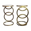 Pemberly Row Cast Iron Side Table with Gray Marble in Gold (Set of 2)