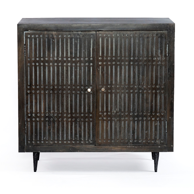 Pemberly Row 2-Door Hand-Carved Mango Wood Sideboard in Antique Brown