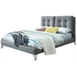 Pemberly Row Queen Bed Upholstered in Gray Fabric with Diamond Quilting