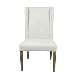 Pemberly Row Fabric Upholstered Side Chair in White with Side Bolstering